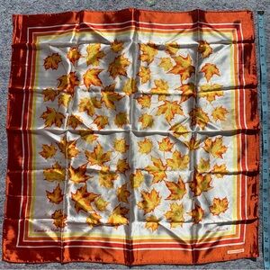 Vintage Canadian Eleanor Paine Design Maple Leaf Acetate Scarf made in Japan